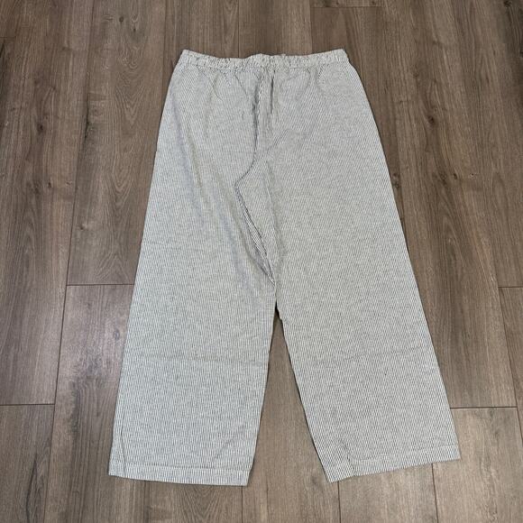 J.Crew Linen Blend Slim Wide Leg Drawstring Pants 14 Black White Striped Relaxed - Picture 6 of 8